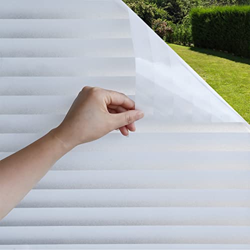 Privacy Window Film, Non Adhesive White Strips Window Sticker,Faux Shutter Blinds Looking Static Cling Glass Covering for Home Office Security Protection UV Blocking (11.8x78.7 inches) - size: 11.8x78.7 inches