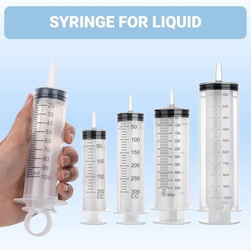 100ml Large Syringe, Plastic Syringes for Liquid with Tip Adapter, Epoxy Syringe for Scientific Labs, Oil Transfer, Plant Watering & Refilling, Individual Sealed, 5 Pack - style: 100 ML