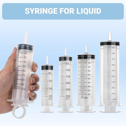 100ml Large Syringe, Plastic Syringes for Liquid with Tip Adapter, Epoxy Syringe for Scientific Labs, Oil Transfer, Plant Watering & Refilling, Individual Sealed, 5 Pack - style: 100 ML