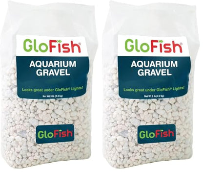 GloFish Aquarium Gravel 5 Pounds, White, Complements GloFish Tanks (29022) (Pack of 2) - color: White Frost, size: 5 pounds (Pack of 2)