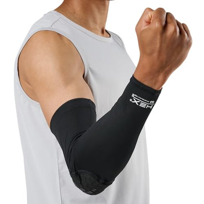 McDavid HEX Shooter Arm Sleeve Single Padded Compression Sleeve Basketball Football Sports Protection - color: Viz Black, size: Small