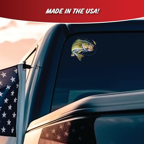 Decalcomania Deer & Bass Decals - Set of 2 Outdoor Hunting Fishing Car Stickers for Car Truck Laptop Water Bottle - color: Deer Bass