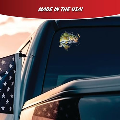 Decalcomania Deer & Bass Decals - Set of 2 Outdoor Hunting Fishing Car Stickers for Car Truck Laptop Water Bottle - color: Deer Bass
