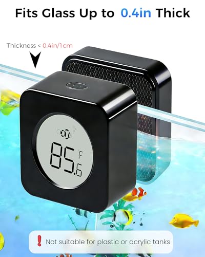 Aquarium Magnetic Cleaner with Thermometer 2 in 1 Fish Nano Tank Glass Cleaner Tool Algae Scrapers Mini Magnet Brush Only for Glass Tank (Up to 20 Gallons)
