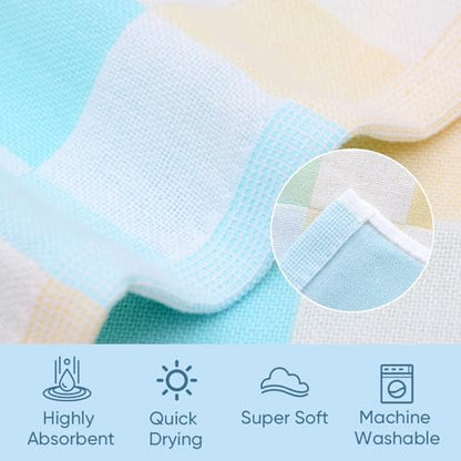 Face Cloths, Soft Wash Cloth for Washing Face, Lightweight Plaid Cotton Face Towels, Quick Dry Absorbent Facial Cleansing Cloths, for Bathroom Daily Skincare, Green Checkered Design(9.8 x 19.7 Inch) - color: Green