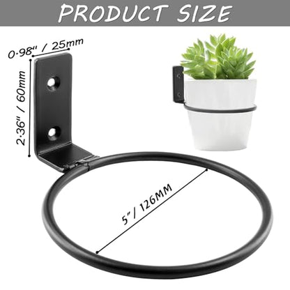 Jiozermi 2 Pack 5 inch Flower Pot Holder Ring, Flower Pot Holder Ring Wall Mounted Set Wall Mounted Metal Planter Hanger Matte Black Hanging Plant Holder - size: 5 Inch