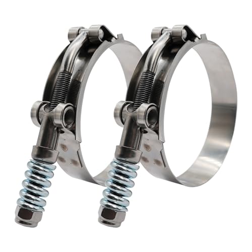 3.25" T Bolt Hose Clamp Spring Loaded Stainless Steel - Working Range 89-97mm for 3.25" I.D. Hose with 3mm - 6mm Wall Thickness, Auto-adjusting maintain Constant Clamping Force (89mm - 97mm, 2 Pack) - size: 3.25" Hose Clamp 89mm - 97mm (3.50" - 3.82")