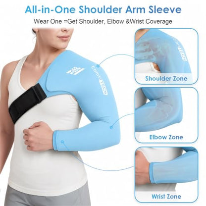 ComfiTECH Shoulder Arm Ice Pack Wrap for Pitcher & Recovery, Blue, S - size: Small, style: Blue