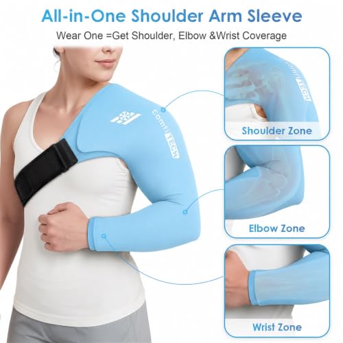 ComfiTECH Shoulder Arm Ice Pack Wrap for Pitcher & Recovery, Blue, L - size: Large, style: Blue