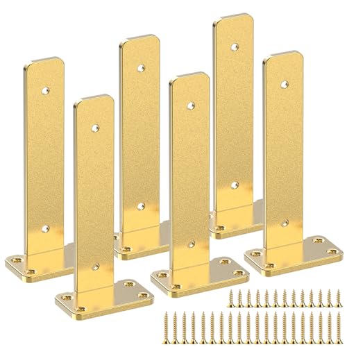 Gold Heavy Duty Iron Shelf Brackets,6 inch,Floating Brackets Upgraded, Heavy Duty Iron Shelf Brackets, Industrial Modern Floating Shelf Support for Wall Mount Shelves,Wide Brackets ,6 Pack - color: Gold, size: 6inch