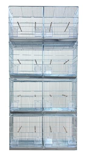 No Rust Stainless Galvanized Zinc Plated 4 of Stack and Lock Double Breeder Breeding Bird Flight Cage with Removable Divider and Breeder Doors 26.5" x 11" x 15"H