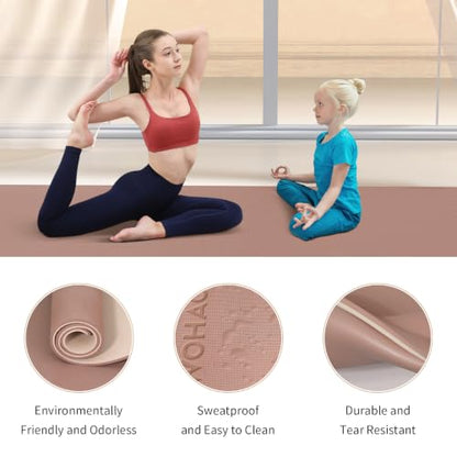 8mm Thick Yoga Mat Non Slip for Women Men - color: Brown+Apricot