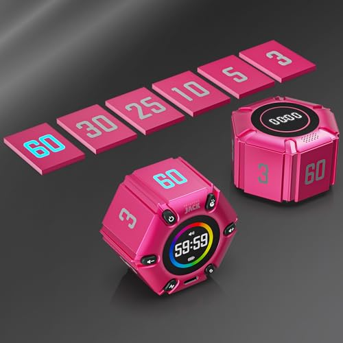 Smart FILP Pomodoro Timer 3/5/10/25/30/60min Preset, Silent & Sound Alarm | Productivity Cube timer, Visual Timer for Office, ADHD, Study, Work, Magnetic Timer with Flip Custom Countdown - Hot Pink - color: Hot Pink