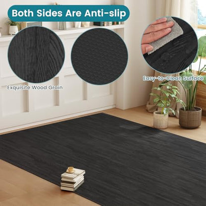 Happygrill Interlocking Wood Grain EVA Foam Floor Tiles, 100 Sq. Ft, 25 PCS - color: Black, size: 100 Sq. Ft.