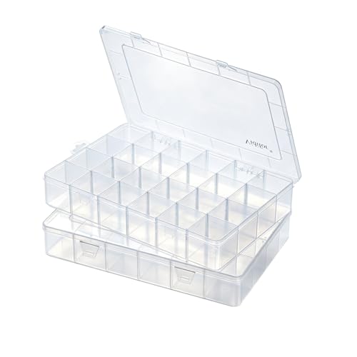 24-Grid Large Plastic Storage Box with Removable Dividers, Multi-compartment Organizer for Home, Office, Crafts, or School Supplies (2, Large)
