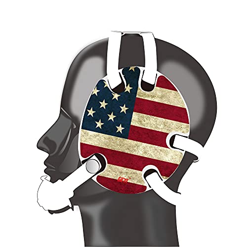 Wrestling Headgear with American Old Flag Decals(Adult) - color: White