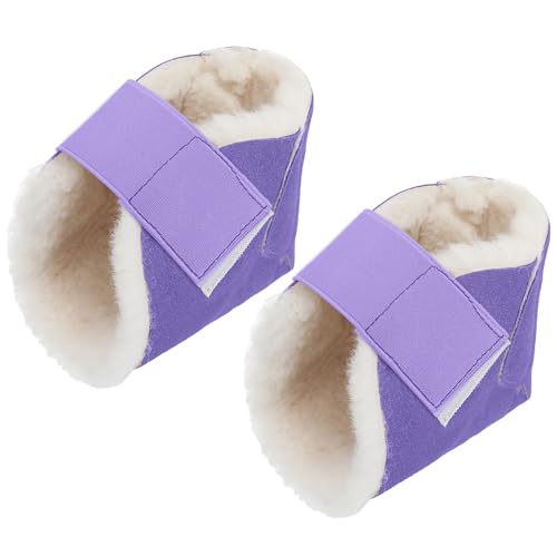 2 Pcs Sheepskin Heel Protectors for Pressure Sore Pad, Purple - color: Purple