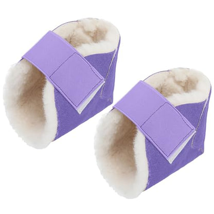 2 Pcs Sheepskin Heel Protectors for Pressure Sore Pad, Purple - color: Purple