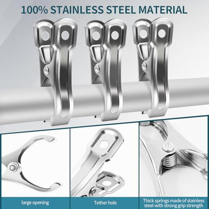 40 PCS Stainless Steel Garden Clips, Heavy Duty Greenhouse Clamps for Netting, Strong Grip to Secure Shade Cloth or Plant Cover on Garden or Greenhouse Hoops