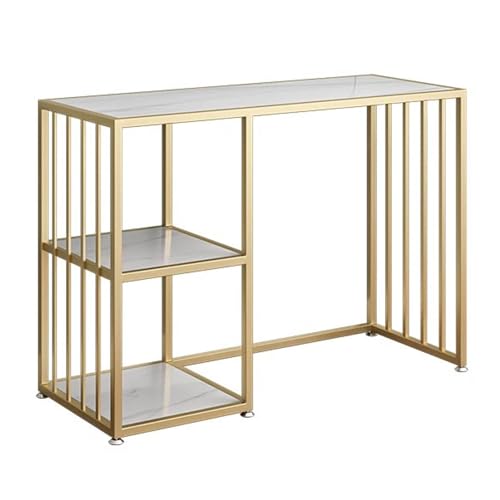 Robot Vacuum Stand Cabinet - Double Layer Storage Shelves, Floor-Standing Fish Tank Rack & End Table for Living Room & Home Office (Gold & White, 31in) - Versatile Organizer & Stylish Decor - color: Gold+white, size: 80cm/31in