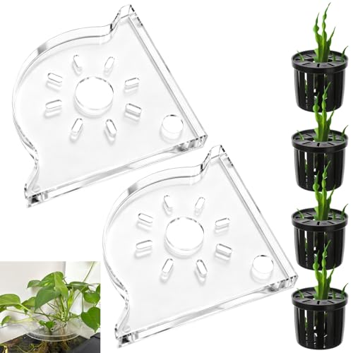 6 PCS/Set Aquarium Plant Holder, Corner Fish Tank Plant Holder for Rimless Aquarium, Acrylic Aquariums Plants Shelf for Aquatic Plants, Fish Tank Decor and Organizer