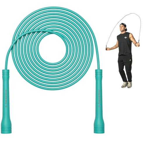 Speed Jump Rope by Dayan Kolev, 5mm PVC Skipping Rope, Great for Beginners and Advanced Athlets, Designed for Fitness, Cardio, Boxing & CrossFit, Adjustable length with Unbreakable Handles - color: Turquoise