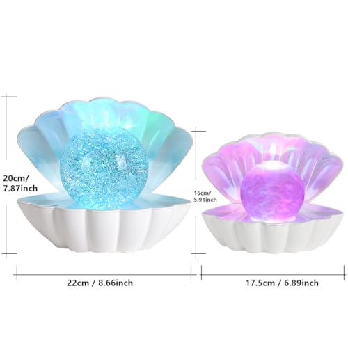 Shell Pearl Beach Themed Night Light, RGB 8 Colors Changing Mood Shell Pearl Lamps, Bedside LED Clamshell Portable Night Lights for Bar (Large White Shell) - color: Large white shell