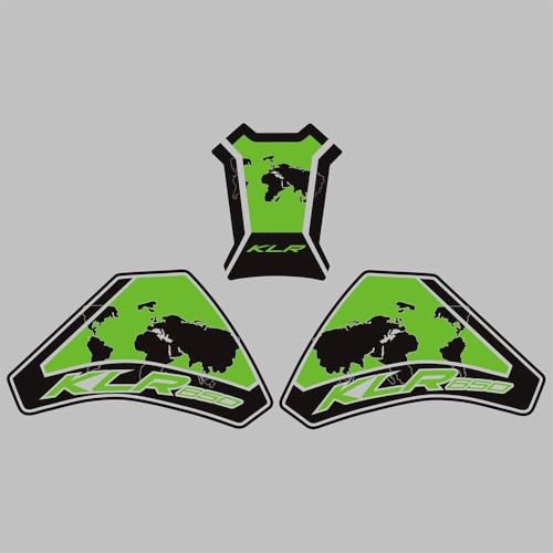 KLR650 Tank PAD Front Side Tank Pad Fuel Stickers Compatible with Klr650 2022-2025 3D Gel Tank Fuel Gip Decal KLR650 Sticker Pad(Green) - color: 144 Green