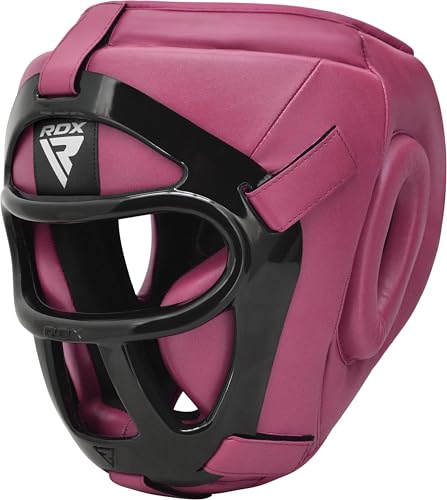 RDX Boxing Headgear MMA Muay Thai, Removable Face Grill, Head Gear for Sparring Grappling Martial Arts Kickboxing Taekwondo Karate BJJ Training - color: Pink, size: X-Large