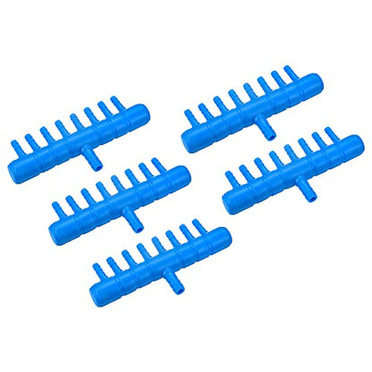 uxcell 5Pcs 8mm to 5.5mm 8 Ways Air Line Tubing Splitter Connector Fish Tank Oxygen Pipe Air Tubing Adapter for Aquarium, Blue - style: 8 Ways