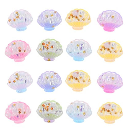 BESPORTBLE Mini Ocean Resin Animals: 16Pcs Luminous Simulated Shell with Pearl Mini Resin Ocean Landscape Decorative Shell Ornaments for DIY Aquarium Potted Micro Fairy Garden Dollhouse