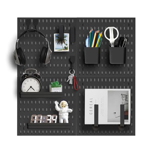 Pegboard Wall Organizer Kit, Modular Storage System, Black - color: Black