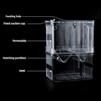 Generic Aquarium Fish Breeding Box, Acrylic Guppy Breeding Tank Hatchery Incubator, Transparent Isolation Box, 10*8*7cm/3.93*3.15*2.75inch - color: L
