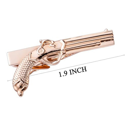 HAWSON 2/2.2 Inch Various Tie Clips for Men Unique, Personalized Novelty Tie Bars Pins Tacks, Funny Theme Wedding Holiday Gifts for Husband Groomsmens - style: Rose Gold Gun