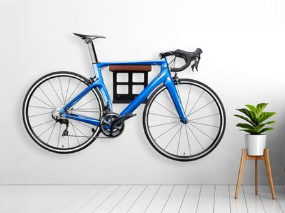 Monoprice On-Wall Bike Storage and Display Rack Mount System with Open Shelf and Gear Hooks, Compact and Sturdy Design, Supports Bikes Up to 33lbs.