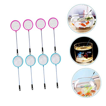 POPETPOP 8pcs Dense Mesh Aquarium Fishing Net with Non-Slip Handle Portable Impurities Tool for Easy Fish Capture and Maintenance Selection