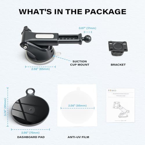 Replacement Suction Cup Car Mount for CarPlay Screen with Quick Extension Arm, Compatible with 7-11 Inch Portable Car Play Screens, Adjustable Dashboard Windshield in-Car Monitor Bracket Holder