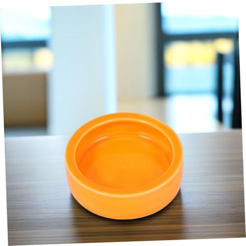 Escape Ceramic PET Feeding Bowl for Reptiles and Small Animals Round Shrimp Food Basin Water Dish Non-Tipping Design for Lizards Crabs and Other Crawlers (Orange)