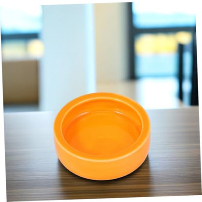 Escape Ceramic PET Feeding Bowl for Reptiles and Small Animals Round Shrimp Food Basin Water Dish Non-Tipping Design for Lizards Crabs and Other Crawlers (Orange)