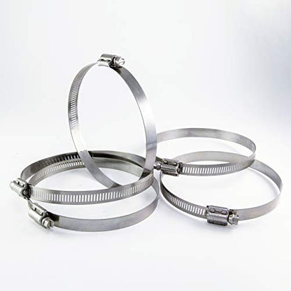 All 300 Grade Stainless Steel High Torque Hose Clamp, Worm Drive, SAE Size 56, 3" to 4" Diameter Range, 1/2" Bandwidth (Pack of 5)