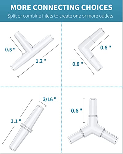 Pawfly Aquarium 25 Feet Airline Tubing Standard Air Pump Accessories Set with Air Stone Cylinders Connectors Suction Cups and Check Valves for Fish Tank Aeration Setup
