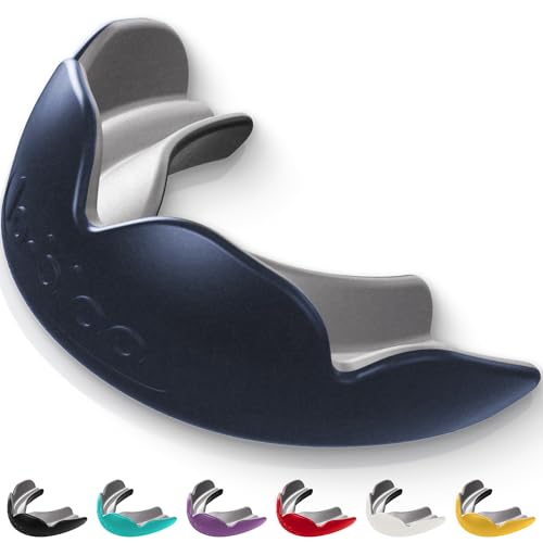 lobloo® PRO-FIT Sports Mouthguard – Ultra Slim 1mm | Dentist-Level Protection | Precision Vacuum-Fit | Oxygen Performance | MMA, Boxing, Football, Basketball. (Large +14yrs, Navy) - color: Navy, size: Large +14yrs