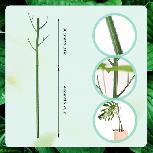Plant Stakes Set, Stackable Monstera Plant Support, Garden Plant Support Stakes for Indoor Outdoor Plants, Climbing Structures Holder Stick Moss Pole for Support Tall Potted Plants (Green 5 Pack)