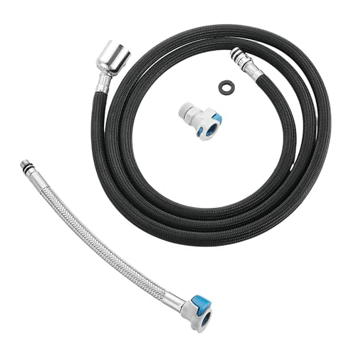 Pull Down Kitchen Faucet Hose Replacement M15*1MM X G1/2,(360 Rotatable) With Quick Connect, 59-Inch for Pluggable Nylon Hose,Compatiblity for WOWOW,OWOFAN,FORIOUS,APPASO,WEWE facuet parts