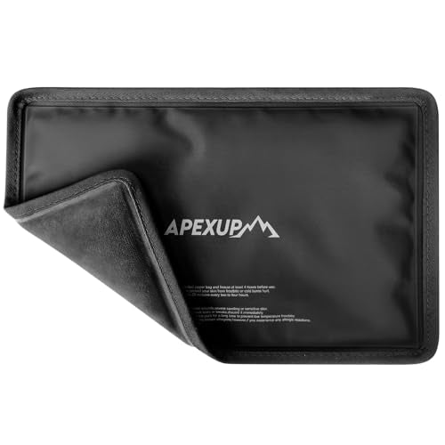APEXUP Gel Ice Packs for Injuries Reusable, Flexible Double Sided Cold Packs for Injuries, Ice Pack for Knee, Shoulder, Back, Hip, Leg, Arm (Black, 8"x5.5", 1PK) - size: S-1PK (8"x5.5"), style: Black