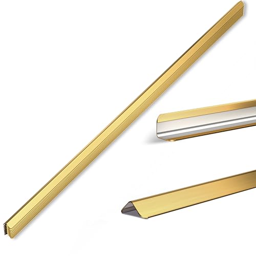 0.5x0.5x48 Inches 304 Stainless Steel Golden Wall Corner Guards (10-Pack) Heavy Duty Rounded Corner Protector, Smooth Folded Edge Design for Wall Protection (No adhesives - color: Golden, size: 0.5x0.5x48