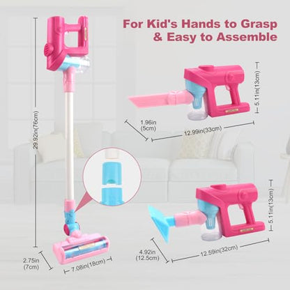 Kids Vacuum Cleaner Toy for Toddlers - Toy Vacuum Set Pretend Role Play Household Toys with Sound Effects for Age 3+ Boys Girls Learning Toys Birthday - color: Vacuum Set