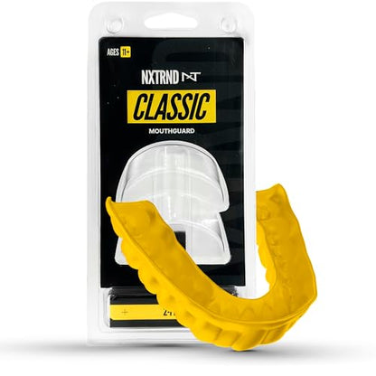 2 Pack Nxtrnd Classic Mouthguard, Custom Fit Sports Mouthpiece for Football, Boxing, MMA, Basketball, Hockey, Lacrosse, Youth & Adult (Yellow) - color: Yellow