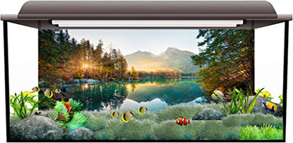 AWERT 36x18 inches Nature Landscape Aquarium Background River Mountain Autumn Scenery Fish Tank Background Vinyl Background