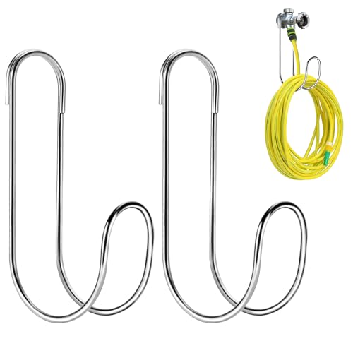 Adnee 2 Pcs Flexible Garden Hose Storage Hook-Stainless Steel Water Hose Hanger Support Up to 44lbs-Hanging Stainless Hose Holder for Indoor Outdoor Home Garden Water Hose Storage